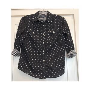Jones New York signature petite black / white button up PS 100% Cotton
